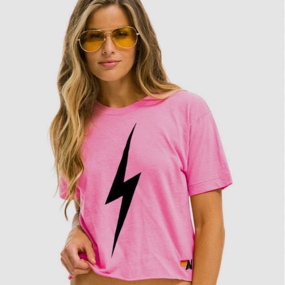 Aviator Nation Bolt Boyfriend Tee in Pink- Small - Picture 1 of 4